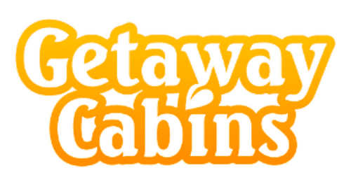 Text logo for "Getaway Cabins" in a playful font.
